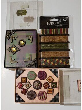 Portafolia Antique-Style Scrapbook Accessories - Brads, Ribbons, Epoxy